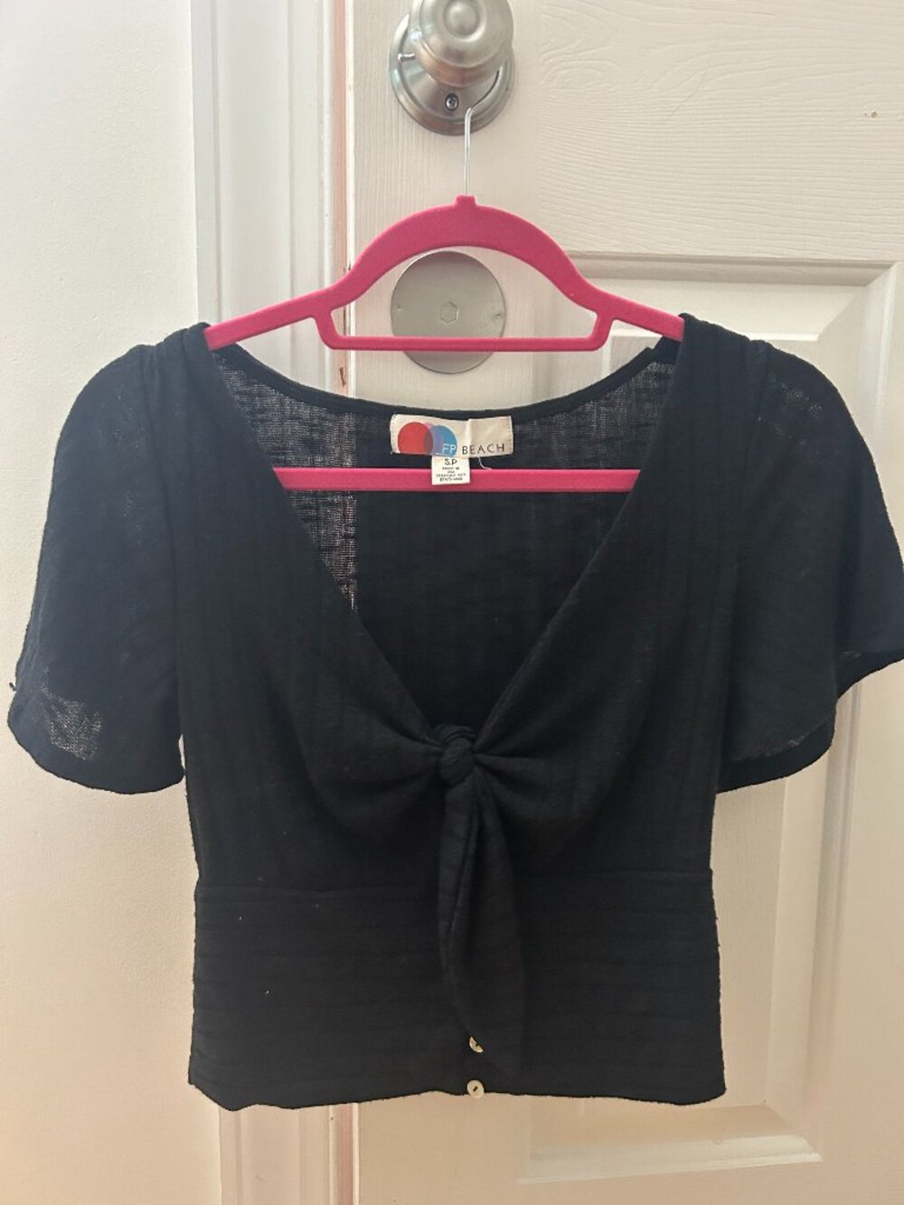 FP Beach Black Tie Front Top | Size S